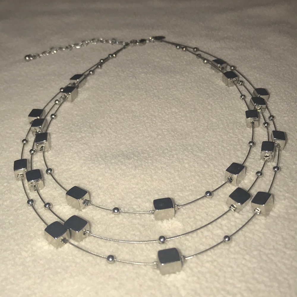 Lia Sophia, all silver metal necklace for sale!